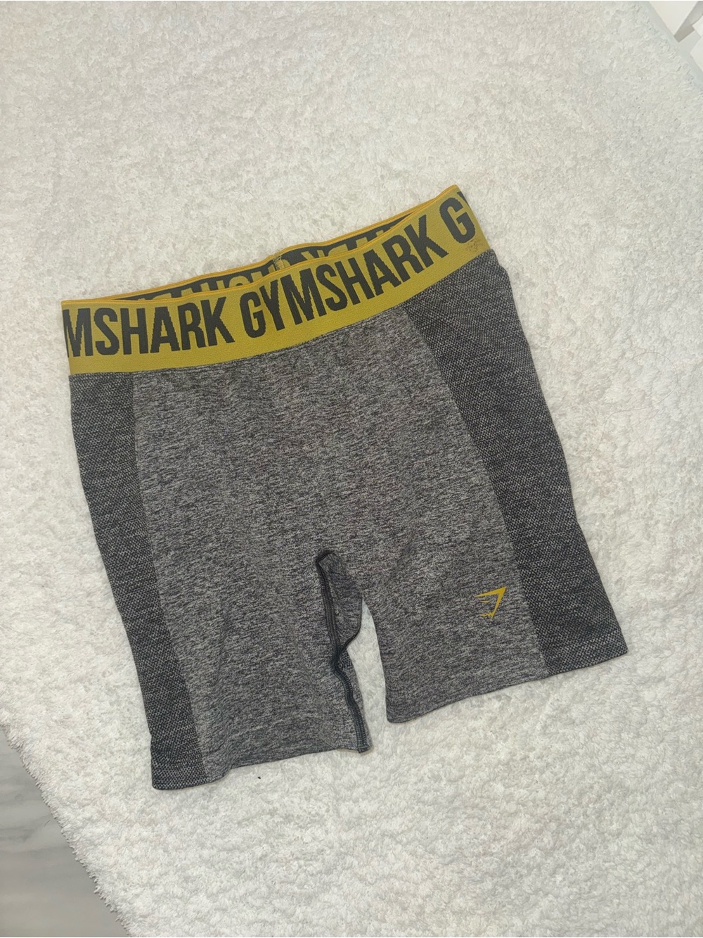 Gymshark Grey with Yellow Logo Seamless Training Shorts